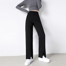 新款休闲纯色舒适前开叉西装裤，女装休闲裤，魅途羊绒