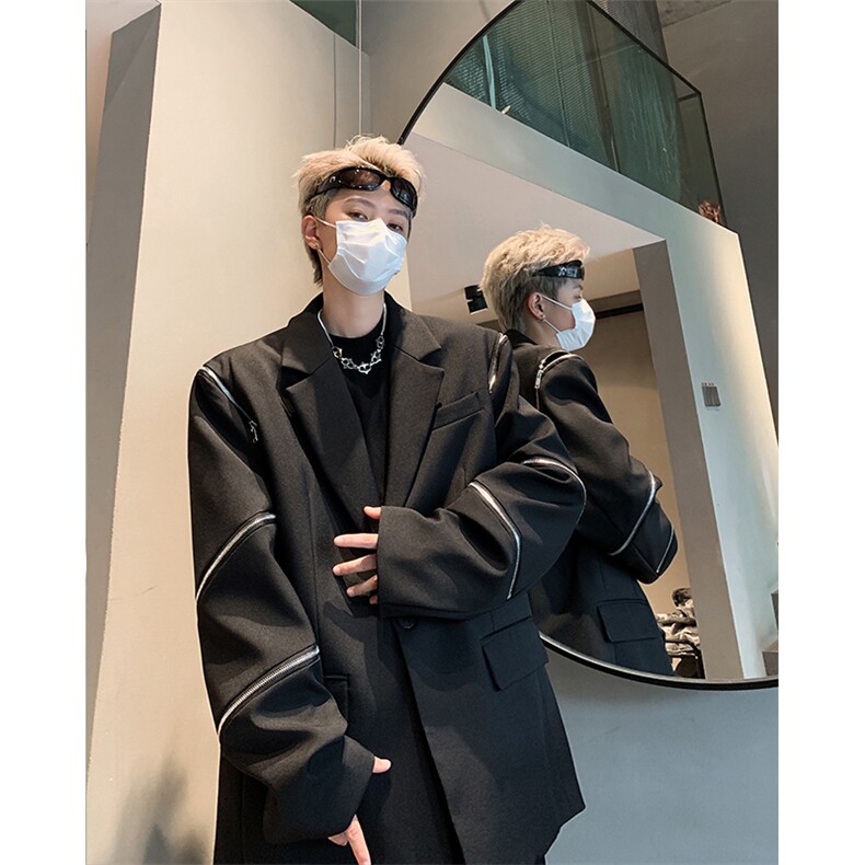 潮牌高级感小西装男秋小众拉链装饰设计感西服XZ514-2-24243-P118，男装西服套装，星座514-2(原B239)