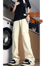 美式高街破洞牛仔裤男微喇高个子加长裤子190cm115直筒裤KZ054P60，男装牛仔裤，电商B312