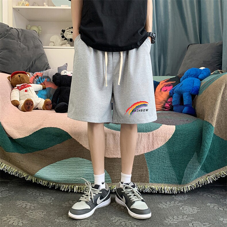 HD74064-P22 华夫格短裤男大码宽松五分裤男直筒中裤图片