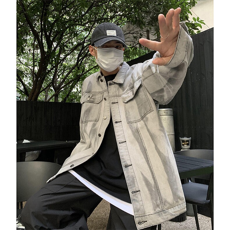 高街帅气牛仔外套男扎染韩版潮流2023秋冬季新款ins夹克W3298-P65，男装大码男装，星座412-2