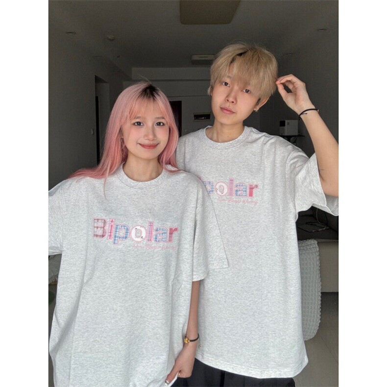 M527-P35彩色格子贴布短袖嘻哈纯棉宽松百搭休闲T恤男女同款,男装T恤,星座617A-1（原B318A）