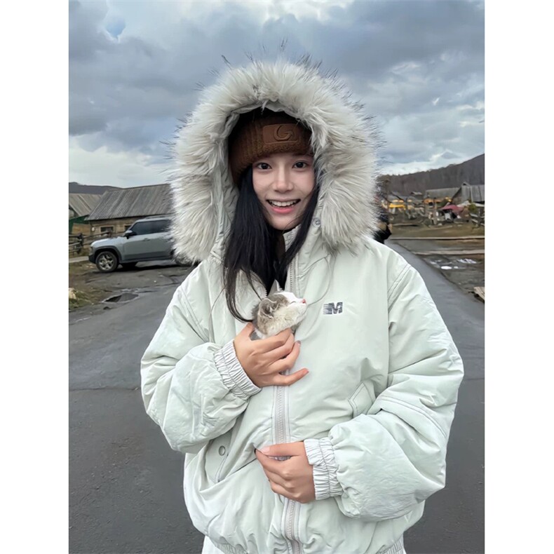 网图有货大喜美式毛领连帽棉服外套女派克服棉衣男A137-P100，男装棉衣，星座1505