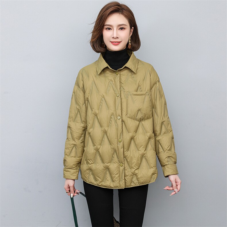 冬季短款羽绒服女2022新款衬衫款轻薄羽绒外套,女装羽绒服,忆绮罗