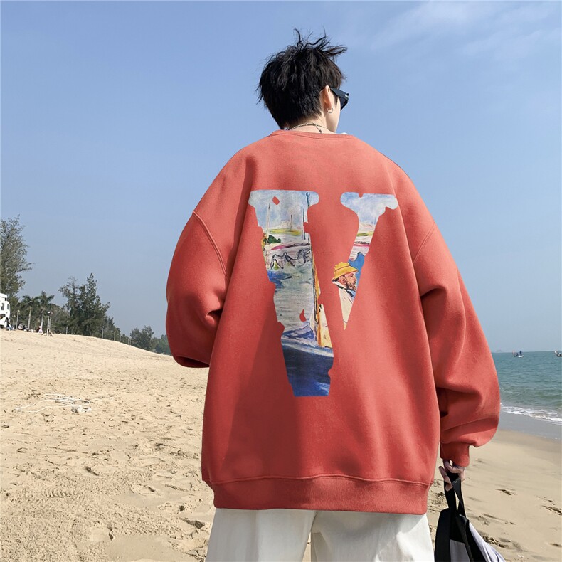 秋季宽松大码港风油画v印花圆领卫衣WY116-特p28（抖音不可售）图片