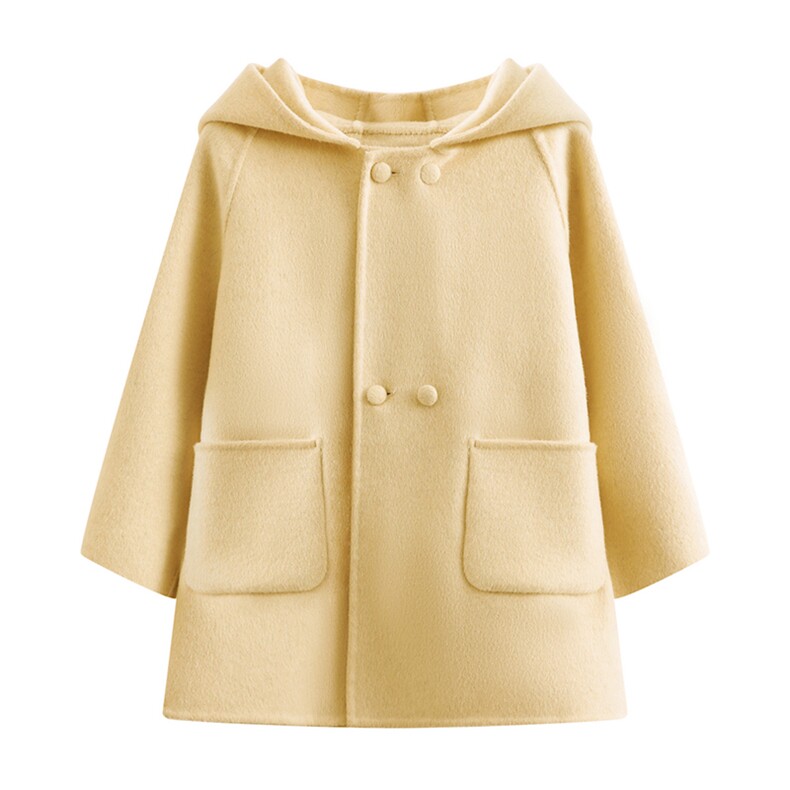 可爱儿童连帽兔子耳朵羊毛大衣秋冬保暖时尚外套，童装外套，鑫贝羊绒