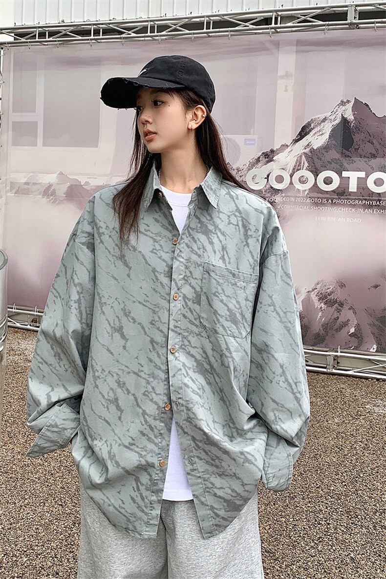 港风纯棉衬衫高级感设计耐磨水墨衬衫休闲百搭MD-H536-特批50控89,男装衬衫,星座717