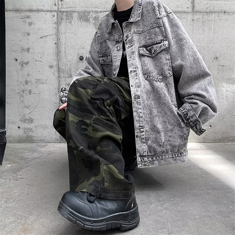 欧美高街水洗扎染牛仔外套男女ins秋冬帅气宽松复古夹克WJ032-P68，男装工装外套，星座1008-1