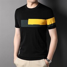 男士圆领T恤衫2023夏季新款时尚休闲打底衫中青年短袖上衣男,男装T恤,电商B212（原钱塘6029）