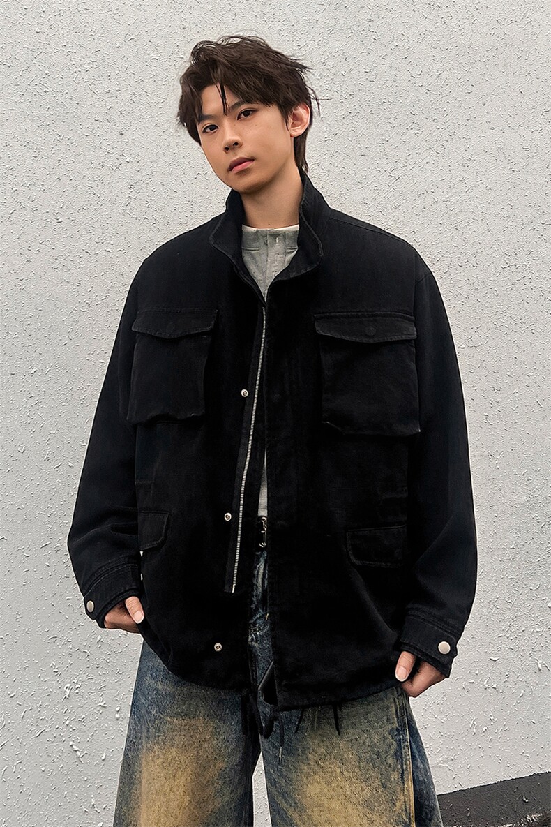 美式高街多口袋水洗翻领短款夹克工装外套A436-W993-P130188,男装夹克,电商A436