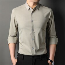 2022长袖衬衫春秋季新款男装中年纯色商务休闲衬衣薄款男士上衣，男装衬衫，电商B212（原钱塘6029）