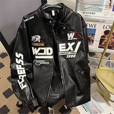 1506/GJK2620/P70秋冬美式赛车服刺绣皮衣立领机车皮夹克外套，男装夹克，星座1506A