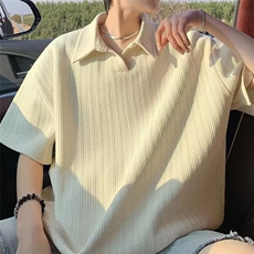 D925新款麦穗纹肌理感POLO衫男女美式潮流休闲短袖情侣T恤衫，男装T恤，星座308A-1（原309B-1）