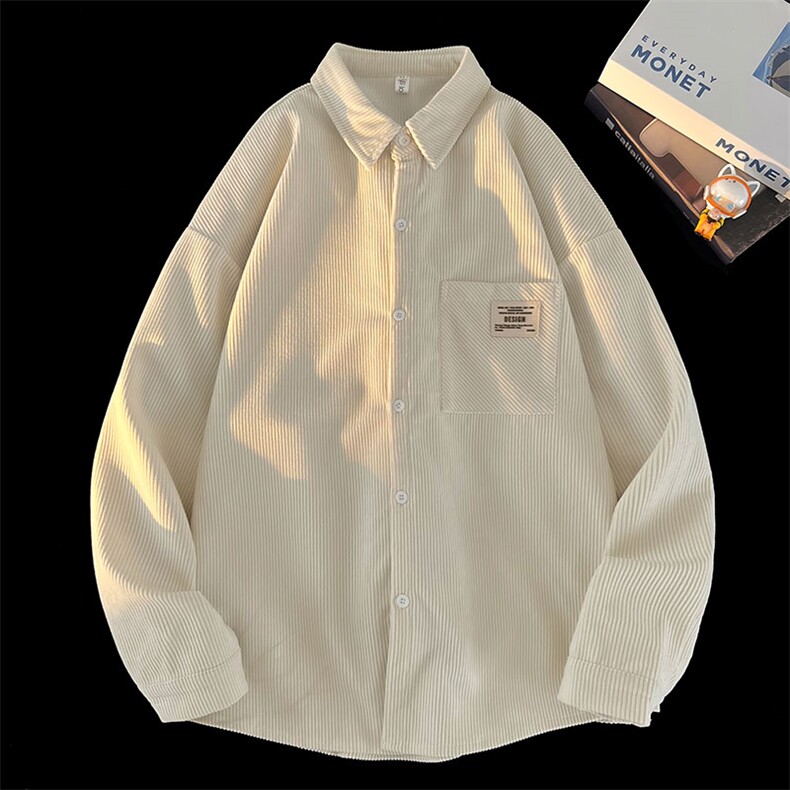 衬衫男秋季新款港风宽松大码灯芯绒长袖衬衣CS025-P38，男装衬衫，星座214-3