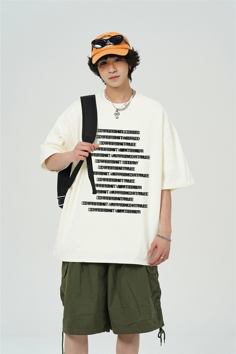 夏季新款重磅模糊字母满印高街短袖M~5XLXZ604-DT220-P25控39,男装T恤,星座604