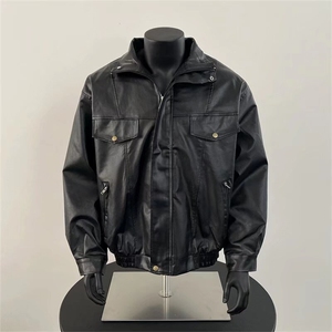 复古机车服pu皮衣外套男士休闲春秋季高级感飞行员夹克Y1016/P75图片