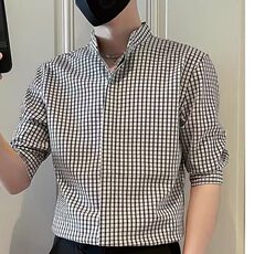 T136新款男士格子长袖衬衫宽松休闲青年衬衣男装潮流外套，男装衬衫，星座308A-1（原309B-1）