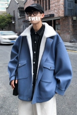 TP98N58毛呢羊羔毛棉服加绒加厚OVERSIZE韩版宽松上衣外套，男装棉衣，电商A170