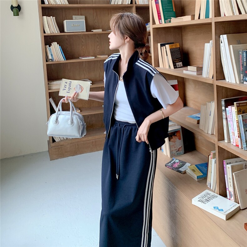 夏季新款卫衣套装假两件短袖+松紧腰半身裙2C233-A178-P145-K219,女装套装/套裙,2C233