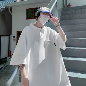 复古港风潮流POLO衫男韩版宽松翻领纯色短袖T恤五分袖 T1310-P32图片