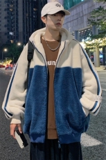 2024冬款潮加绒纯色棉衣羊羔绒保暖连帽外套男女921-P110控价158，男装棉衣，电商A441-1