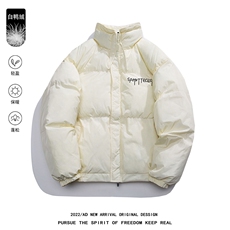 白鸭绒白底冬季新品印花抽绳设计立领羽绒服YR217P195控258，男装羽绒服，电商A247-1
