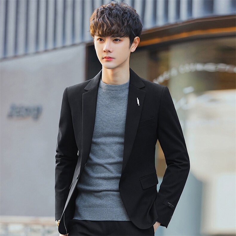 春秋季新款男套装修身青少年韩版修身时尚休闲西服两件套676P230，男装西服，电商A355（原A415）