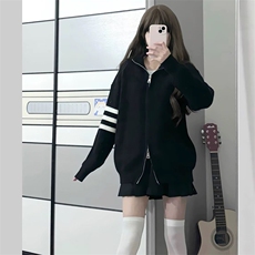 重磅秋冬北极绒开衫毛衣美式复古休闲慵懒风男女立领针织衫外套，男装针织衫/毛衣，电商A486