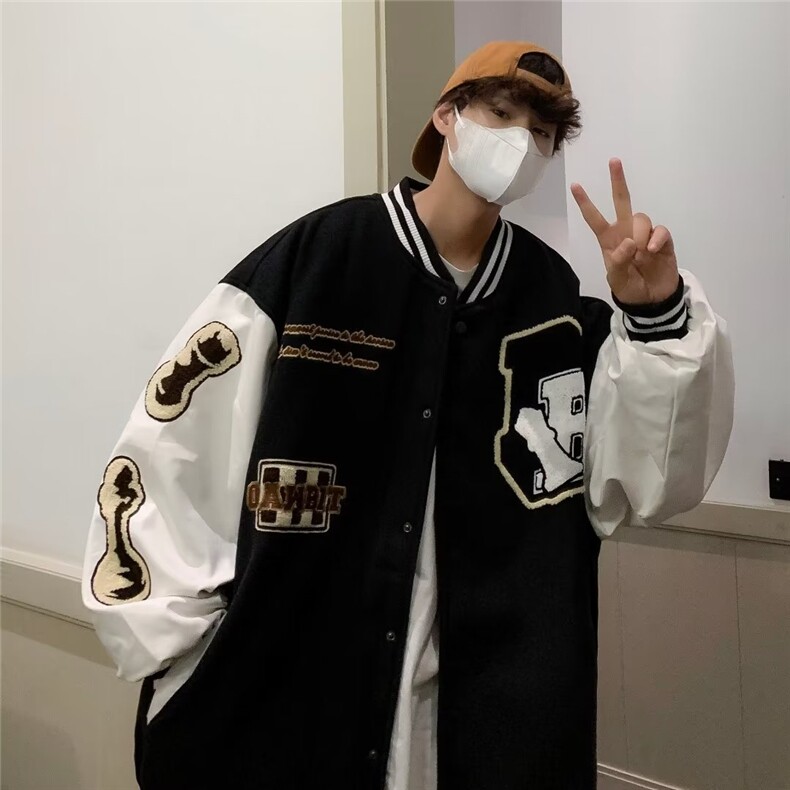 复古vintage棒球服男春秋炸街宽松bf百搭情侣夹克ins外套6252-p68,男装夹克,星座1008