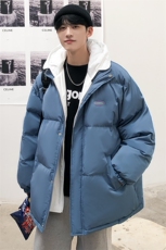 港风ins撞色拼接拼料厚款保暖连帽情侣棉服A071-Y281-P130，男装棉衣，电商A071