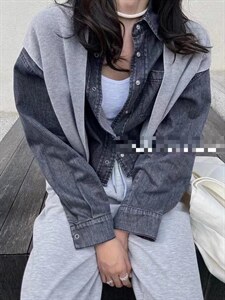 披肩牛仔衬衫图片