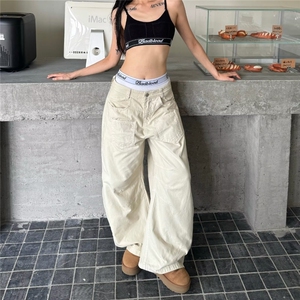 美式直筒工装裤女夏季薄款速干裤登山裤高腰宽松显瘦窄版休闲裤子图片