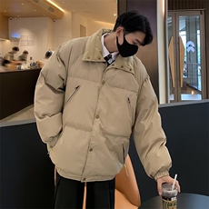 美式高街pu皮棉服男冬季痞帅宽松面包服外套潮牌设计感棉衣，男装棉衣，星座716-2