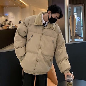 美式高街pu皮棉服男冬季痞帅宽松面包服外套潮牌设计感棉衣图片