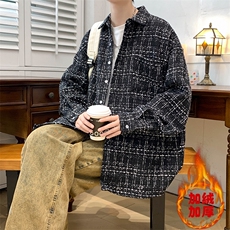秋款小香风男夹克衬衫长袖宽松格子衬衣休闲外套8811/8812TP55，男装衬衫，电商A012