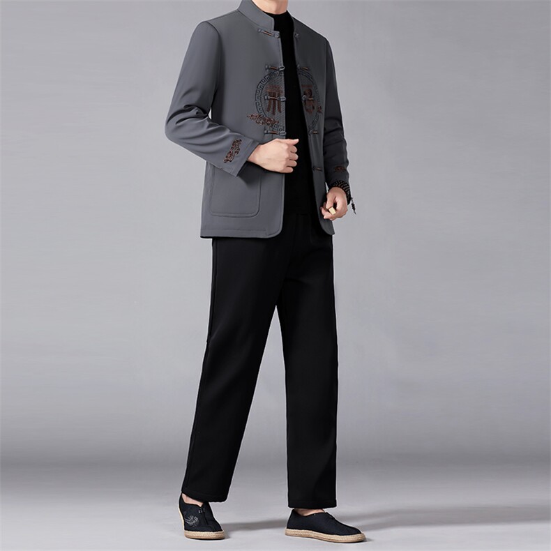 BAMJ-501T钱塘2020-2中年男士冬季厚款商务休闲唐装套装P190,男装休闲套装,钱塘207-2