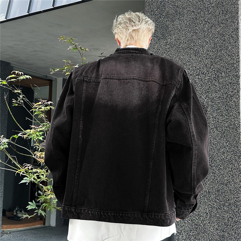 2025秋新款垫肩牛仔外套男做旧复古水洗短款夹克JK8642,男装工装外套,星座1108