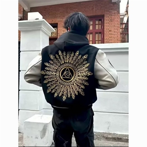 网络图现货 美式复古高街宽松光明之眼刺绣棒球服夹克JW1033-P70图片