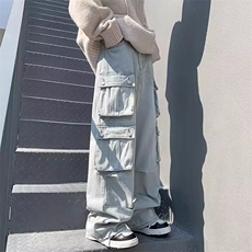 工装牛仔裤男夏季款cleanfit美式复古痞帅多口袋宽松直筒休闲长裤，男装牛仔裤，星座813-2