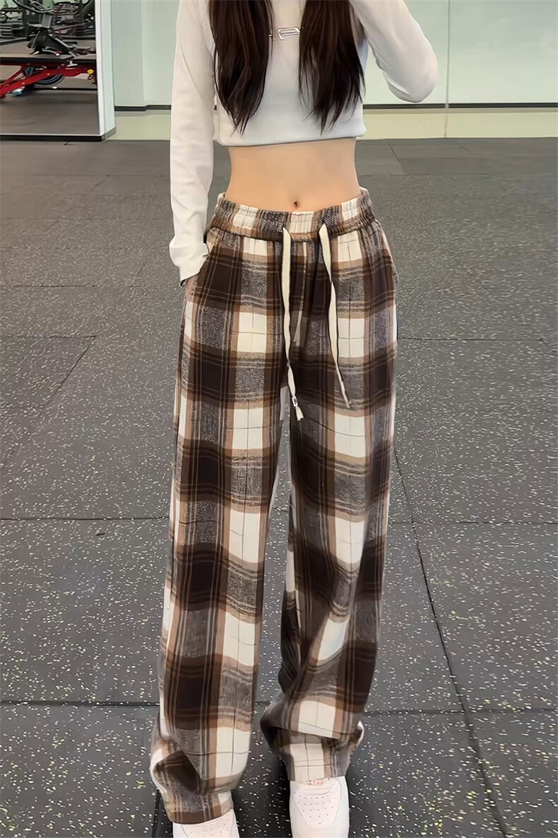 特批P30无差价秋新美拉德格子裤中性风潮流时尚直筒拖地裤男K1529,男装休闲裤,电商A001-1