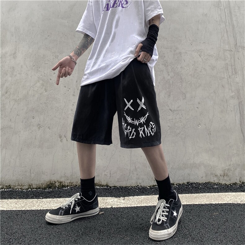 K694-P25现货ins高街休闲字母印花宽松运动男阔腿五分短裤,男装休闲裤,星座512-2