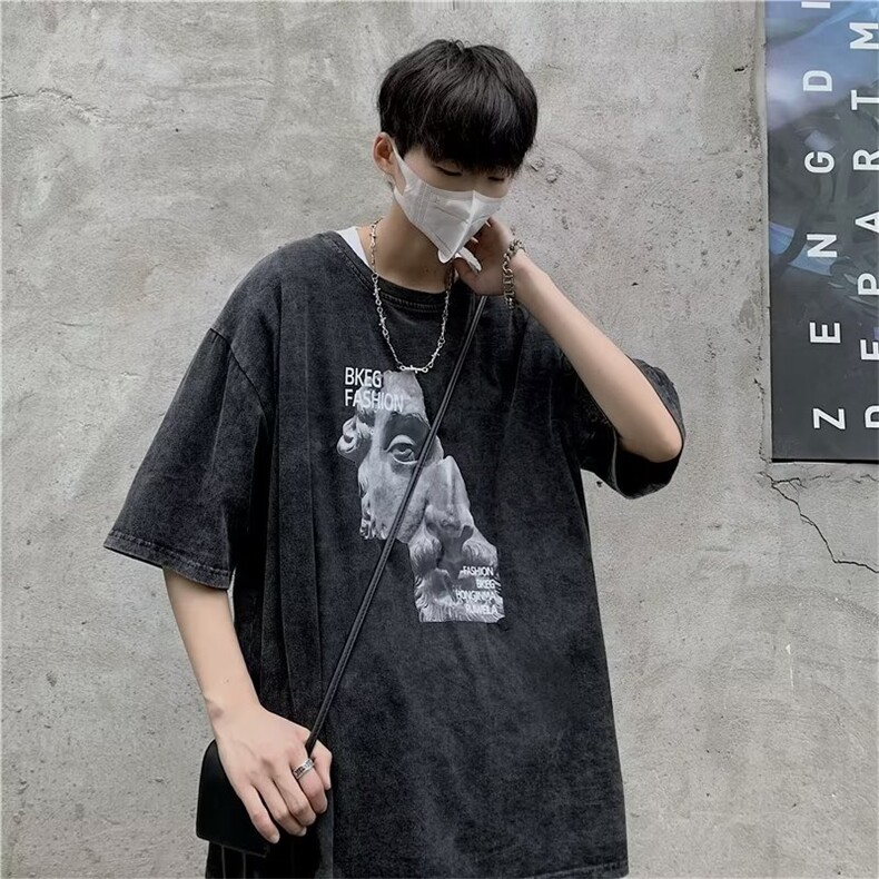 夏季高品质纯棉水洗商标短袖T恤T3094p35,男装T恤,星座1013