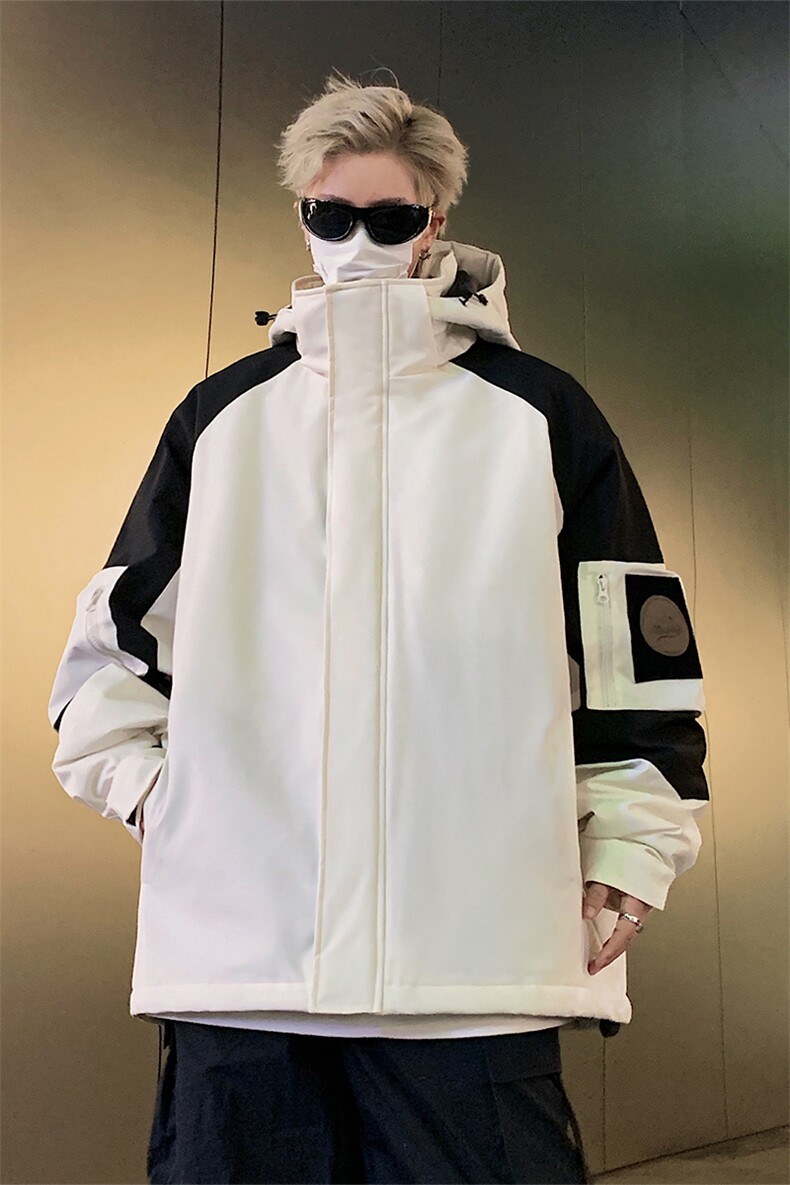 防水撞色棉服DD2249-125控价168冬季保暖连帽棉衣可二开防寒外套,男装棉衣,电商A102-1