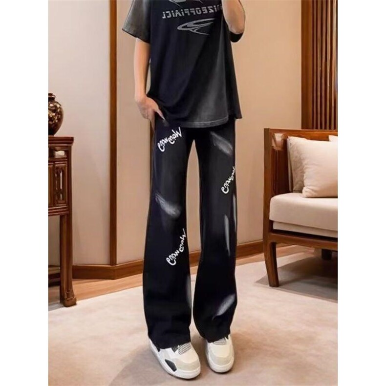1506-1/KGA-G1201/P53个性字母牛仔裤嘻哈潮高街潮流痞帅长裤男女,男装牛仔裤,星座1506-1