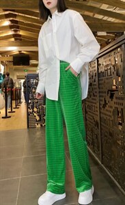 现货；面料压花棱形格冰丝底料阔腿裤，其它，金川古韵(4F)