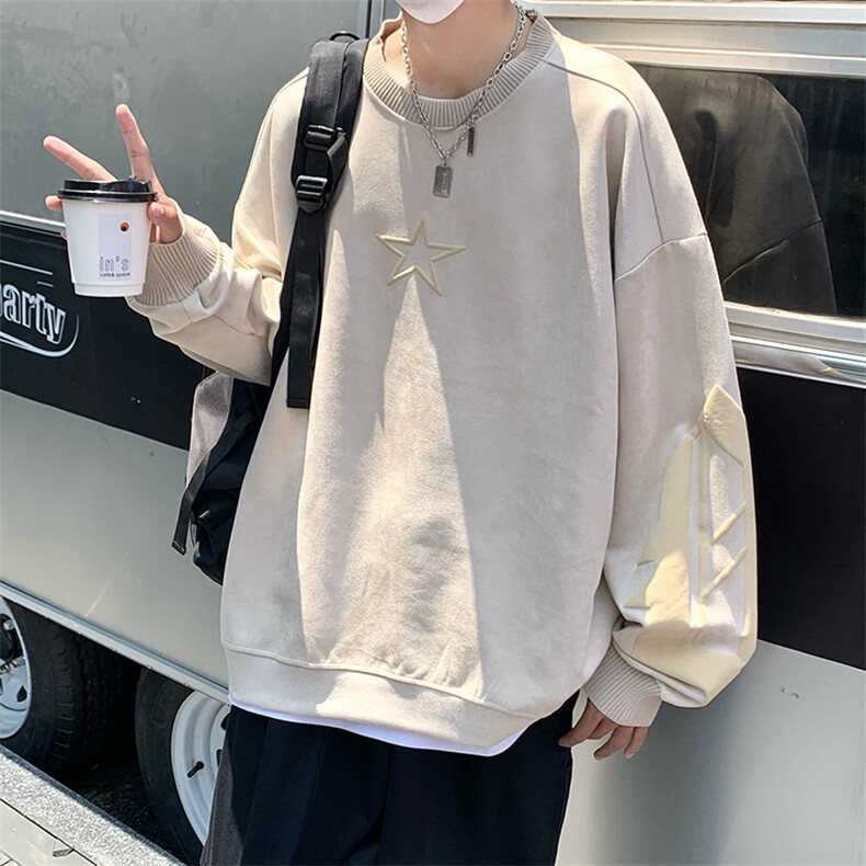 22秋新款麂皮发泡印花宽松休闲oversize套头卫衣B266-Y605-P60,男装卫衣,星座B257-1