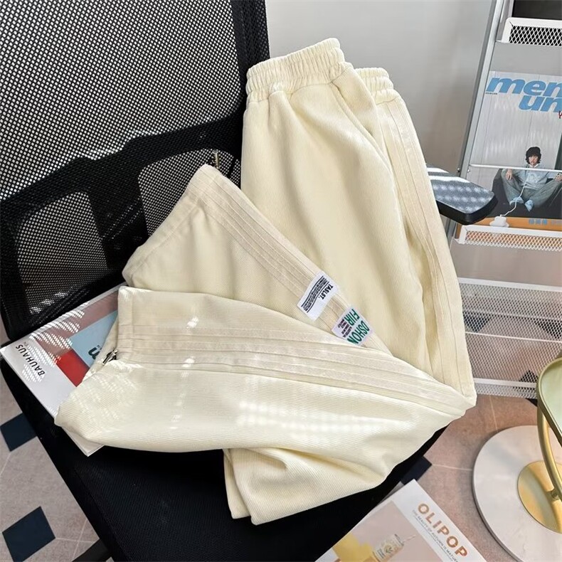 加绒保暖休闲卫裤动感线条运动长裤阔腿裤束脚裤拖地裤P42,男装休闲裤,四季星座218-1
