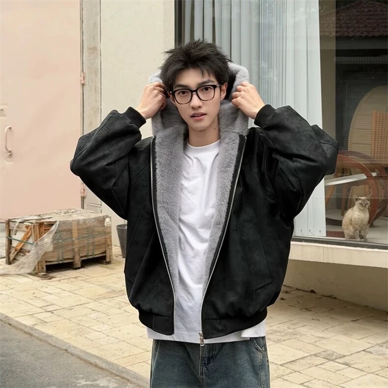 现货高品质美式高街冬季重磅座山雕大毛毛领pu皮棉衣男女加厚外套，男装皮衣，电商A486