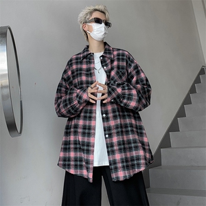 S125-P36美式复古痞帅格子衬衫图片