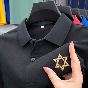 2023夏季新款短袖T恤保罗polo衫中年休闲男装纯棉半袖翻领男薄款图片